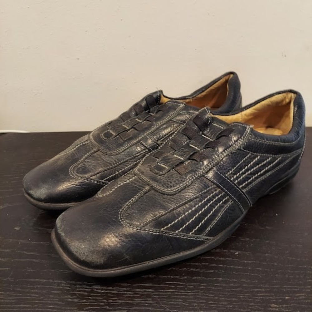 Sandro Moscoloni 15052 Mens Black Leather Sneakers 10.5 D Made in‎ Brazil